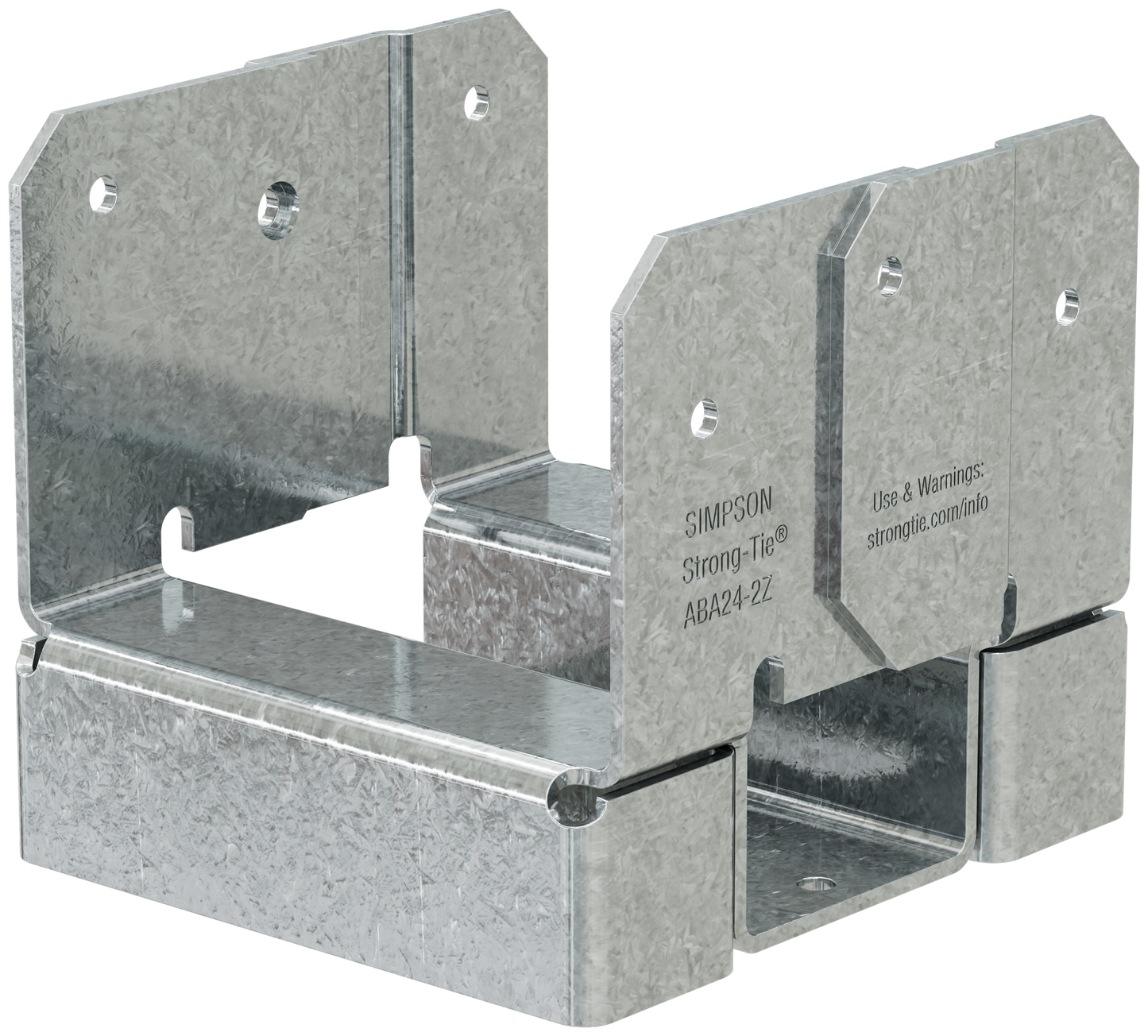 Simpson Strong-Tie ABA24-2Z ABA ZMAX® Galvanized Adjustable Standoff Post Base for Double 2x4 (Pack of 20)