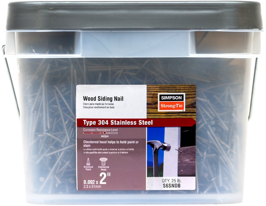Simpson Strong-Tie S6SNDB Wood Siding Nail — 2-in. x .092-in. Type 304 Stainless Steel (25 lb.) (Pack of 64)