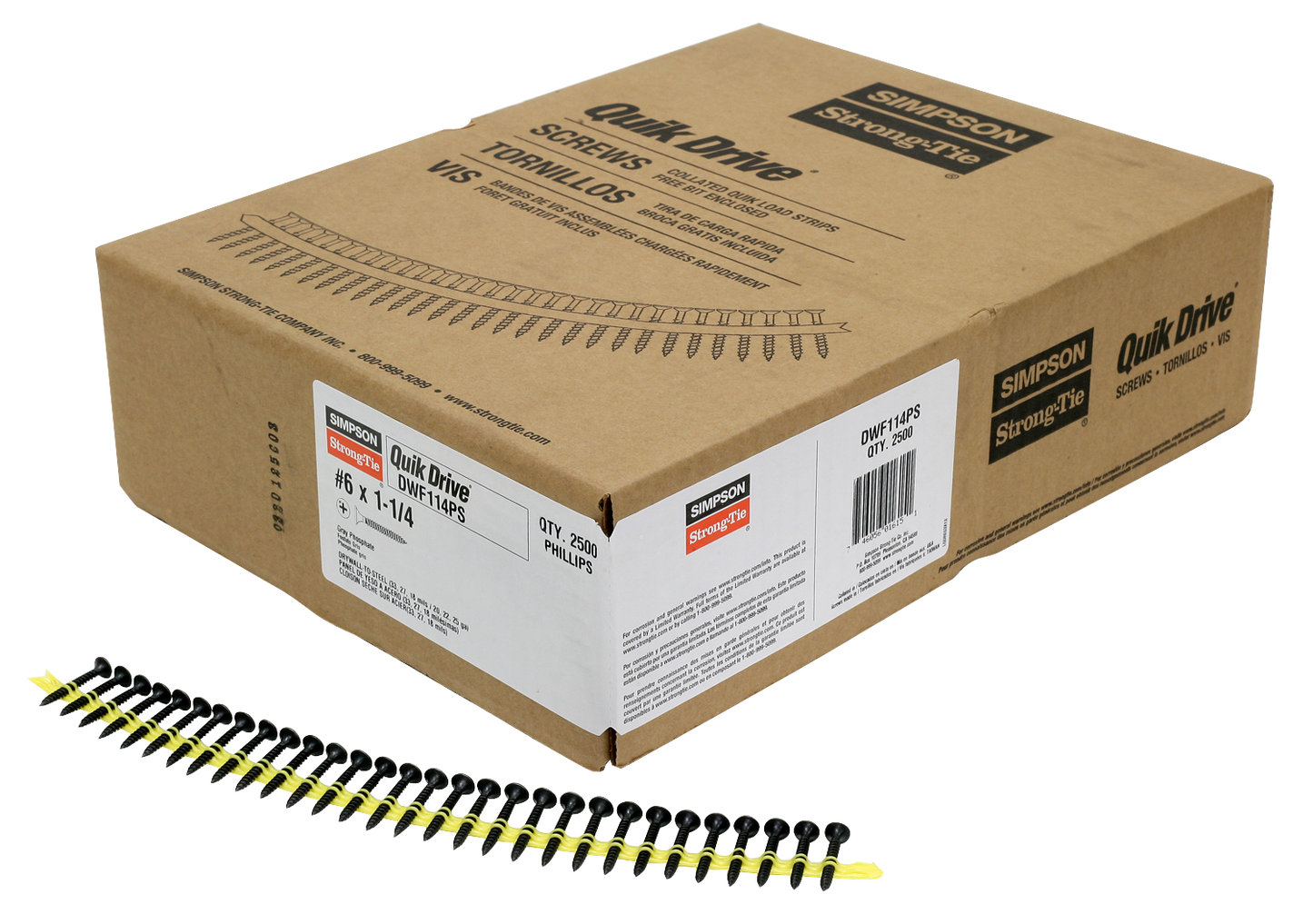 Simpson Strong-Tie DWF114PS DWF Drywall-to-CFS Screw (Collated) — #6 x 1-1/4 in. #2 Phillips Bugle Head (2500-Qty)