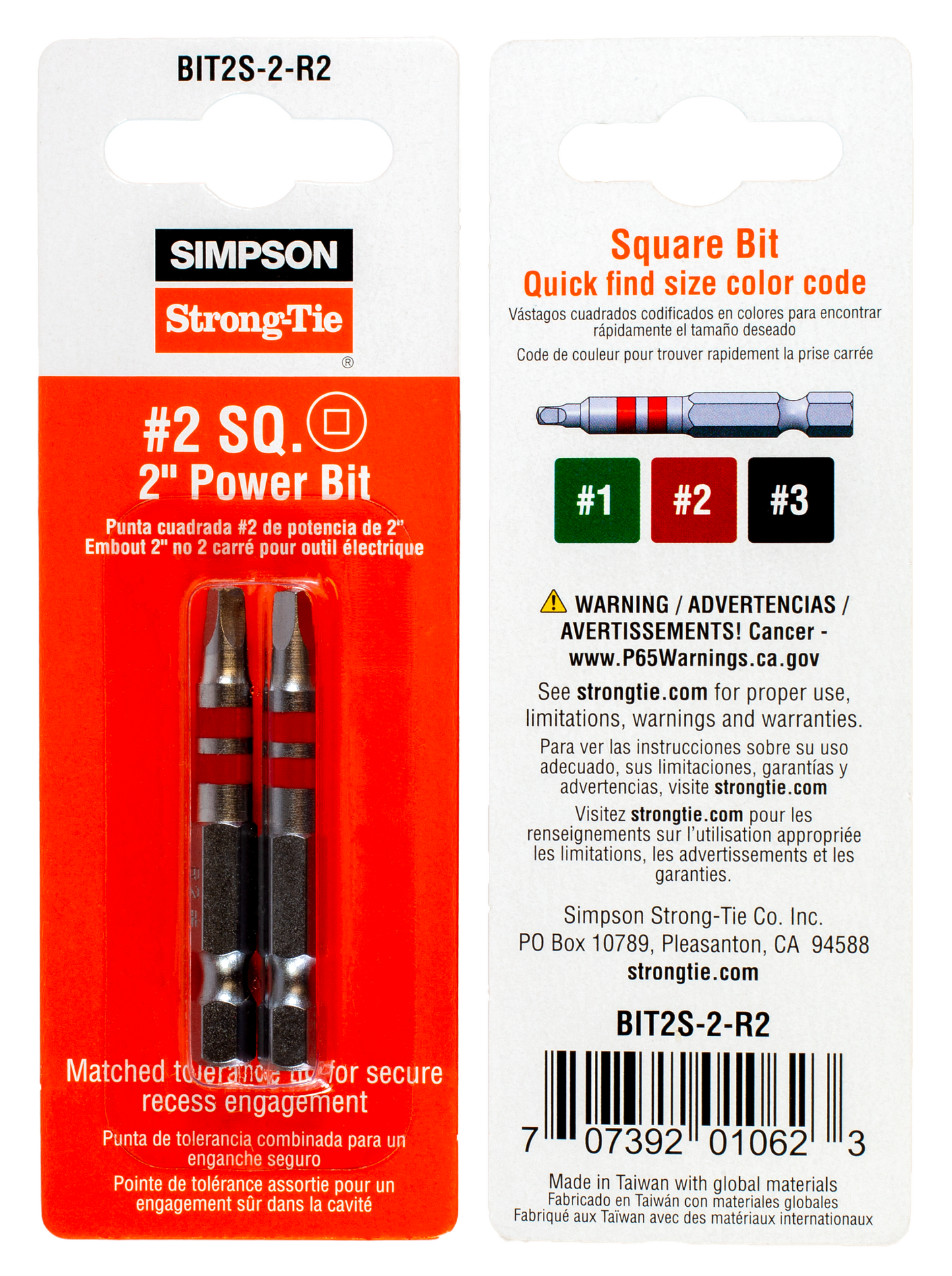 Simpson Strong-Tie BIT2S-2-R2 #2 Square-Drive 2-in. Power Bit (2-Qty) (Pack of 10)