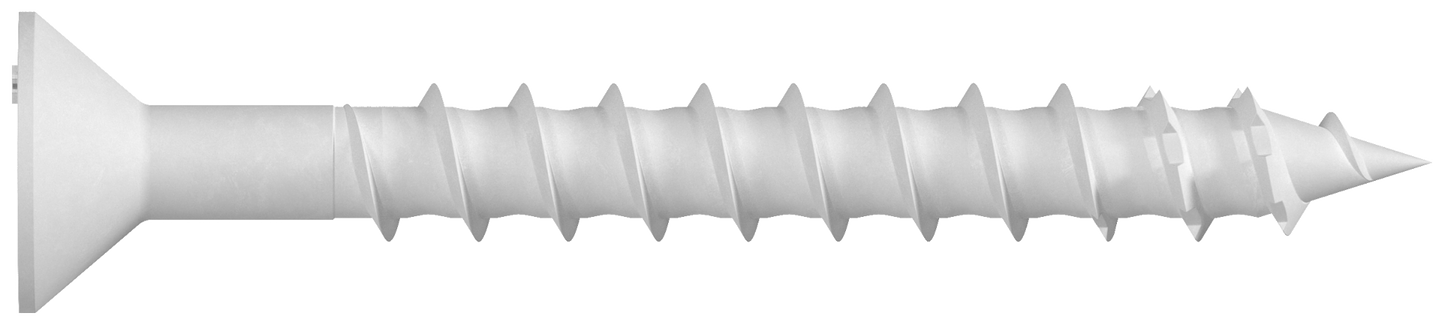 Simpson Strong-Tie TNTW25214TF Titen Turbo™ — 1/4 in. x 2-1/4 in. 6-Lobe Flat-Head Concrete and Masonry Screw, White (100-Qty)