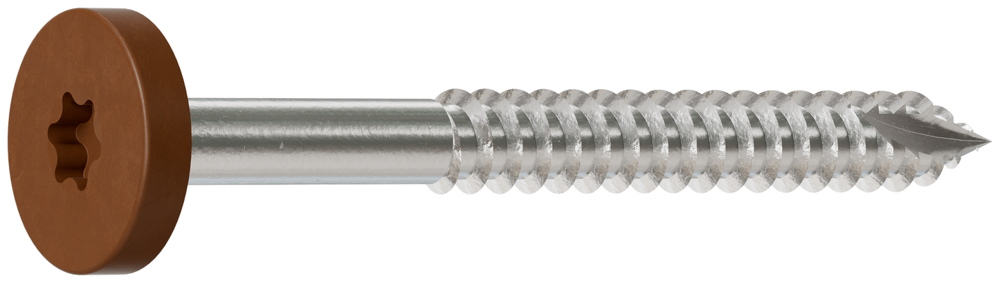Simpson Strong-Tie T08175FS75RD Fascia Board Screw — #8 x 1-3/4 in. T-20 6-Lobe Pancake Head Type 316, Red (75-Qty)