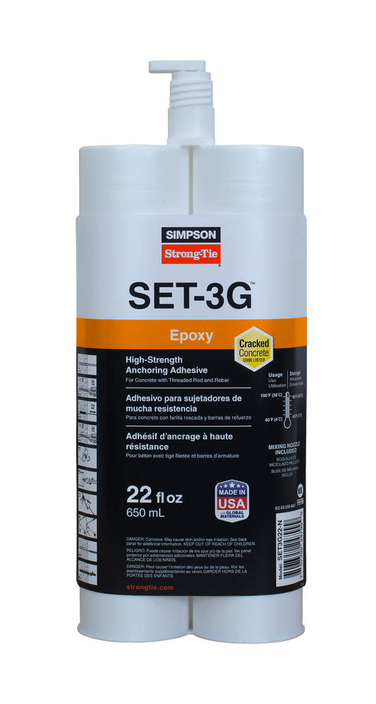 Simpson Strong-Tie SET3G22-N SET-3G® 22 oz. High-Strength Epoxy Adhesive w/ Nozzle and Extension (Pack of 10)