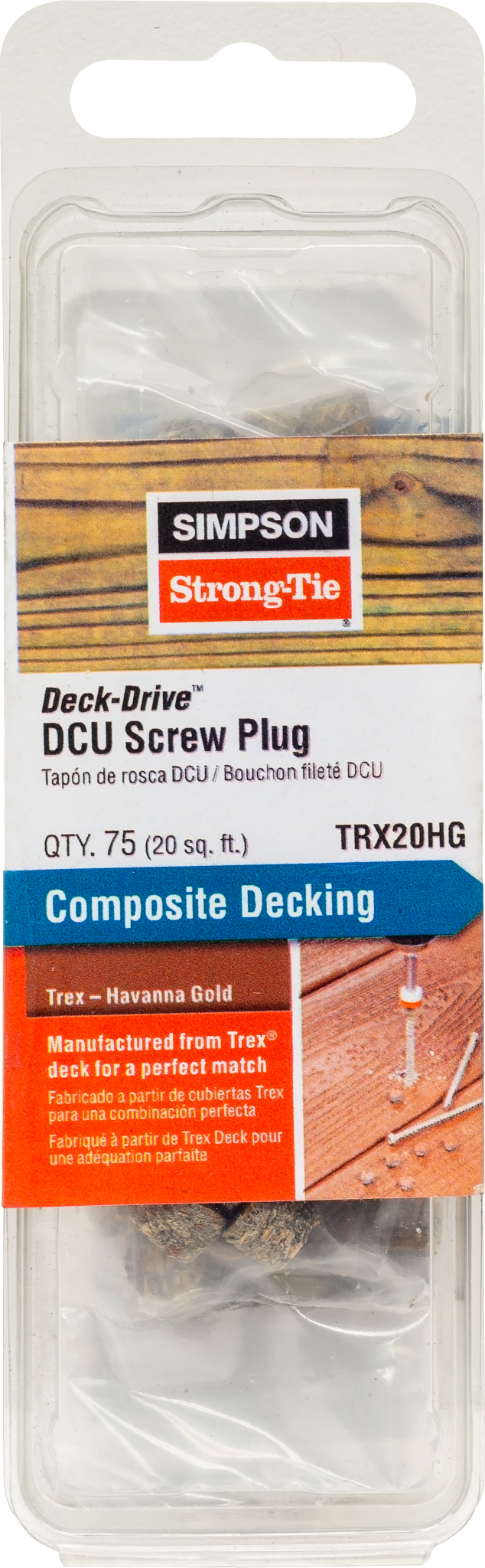 Simpson Strong-Tie TRX20HG Deck-Drive™ DCU Screw Plug — Trex Havana Gold (75-Qty) (Pack of 5)