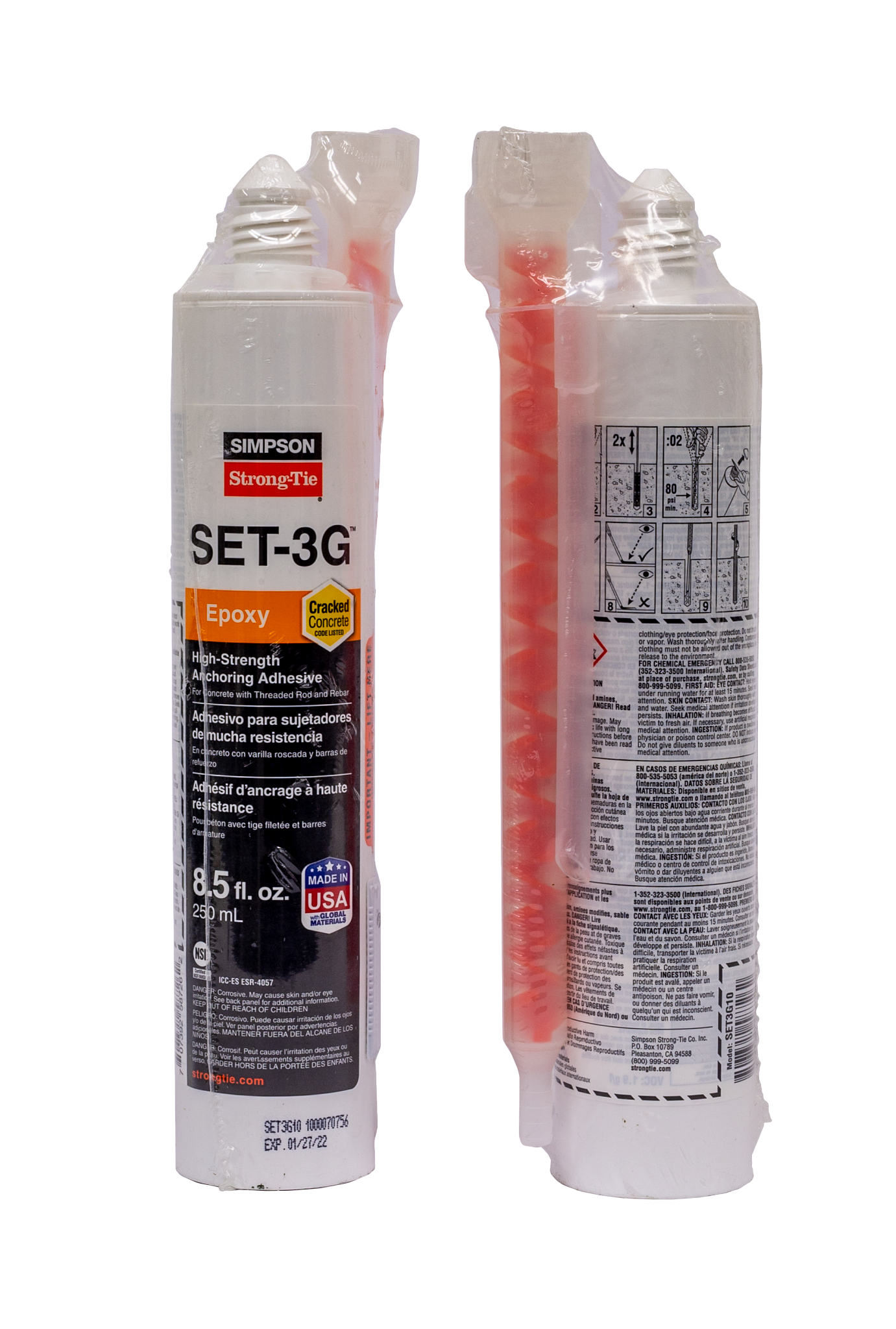 Simpson Strong-Tie SET3G10 SET-3G® 8.5 oz. High-Strength Epoxy Adhesive w/ 1 Nozzle and Extension