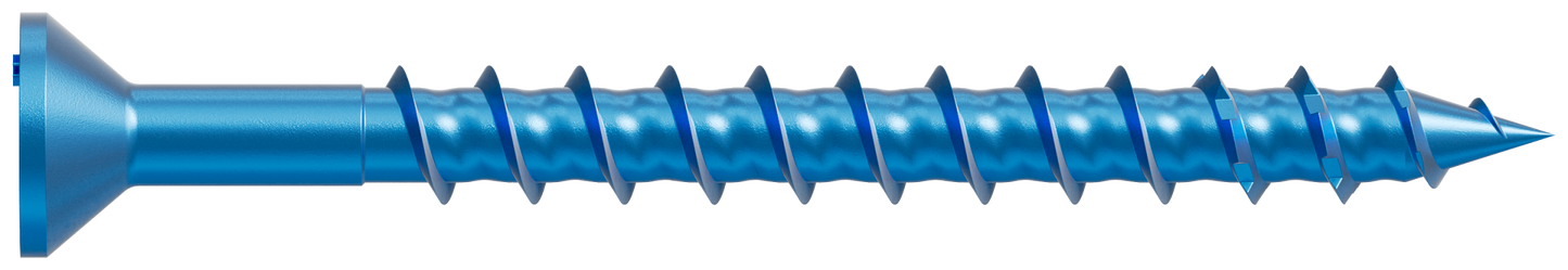 Simpson Strong-Tie TNT18214TFC25 Titen Turbo™ — 3/16 in. x 2-1/4 in. 6-Lobe Flat-Head Concrete and Masonry Screw, Blue (25-Qty)