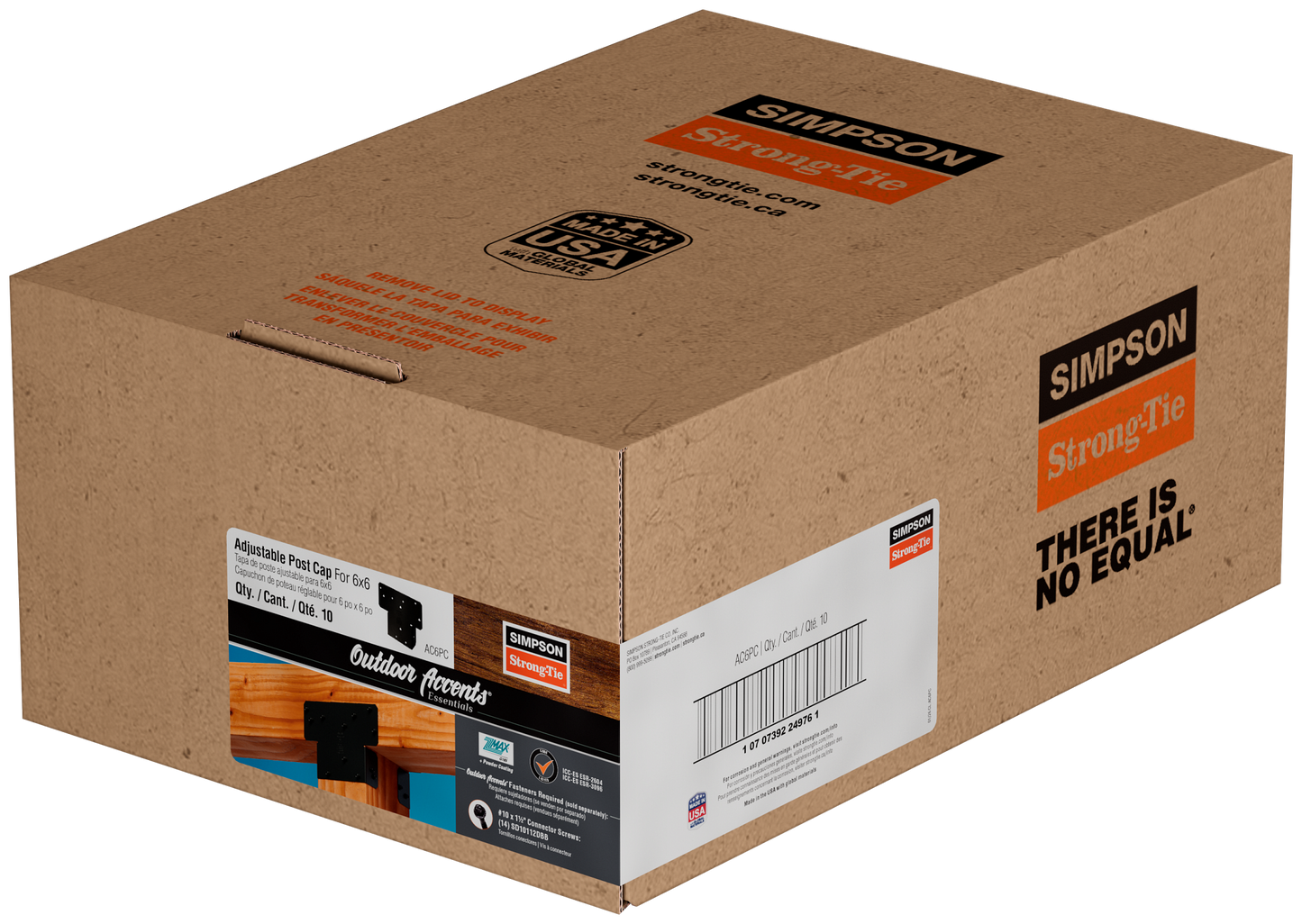 Simpson Strong-Tie AC6PC Outdoor Accents® ACPC ZMAX®, Black Powder-Coated Adjustable Post Cap for 6x (Pack of 10)