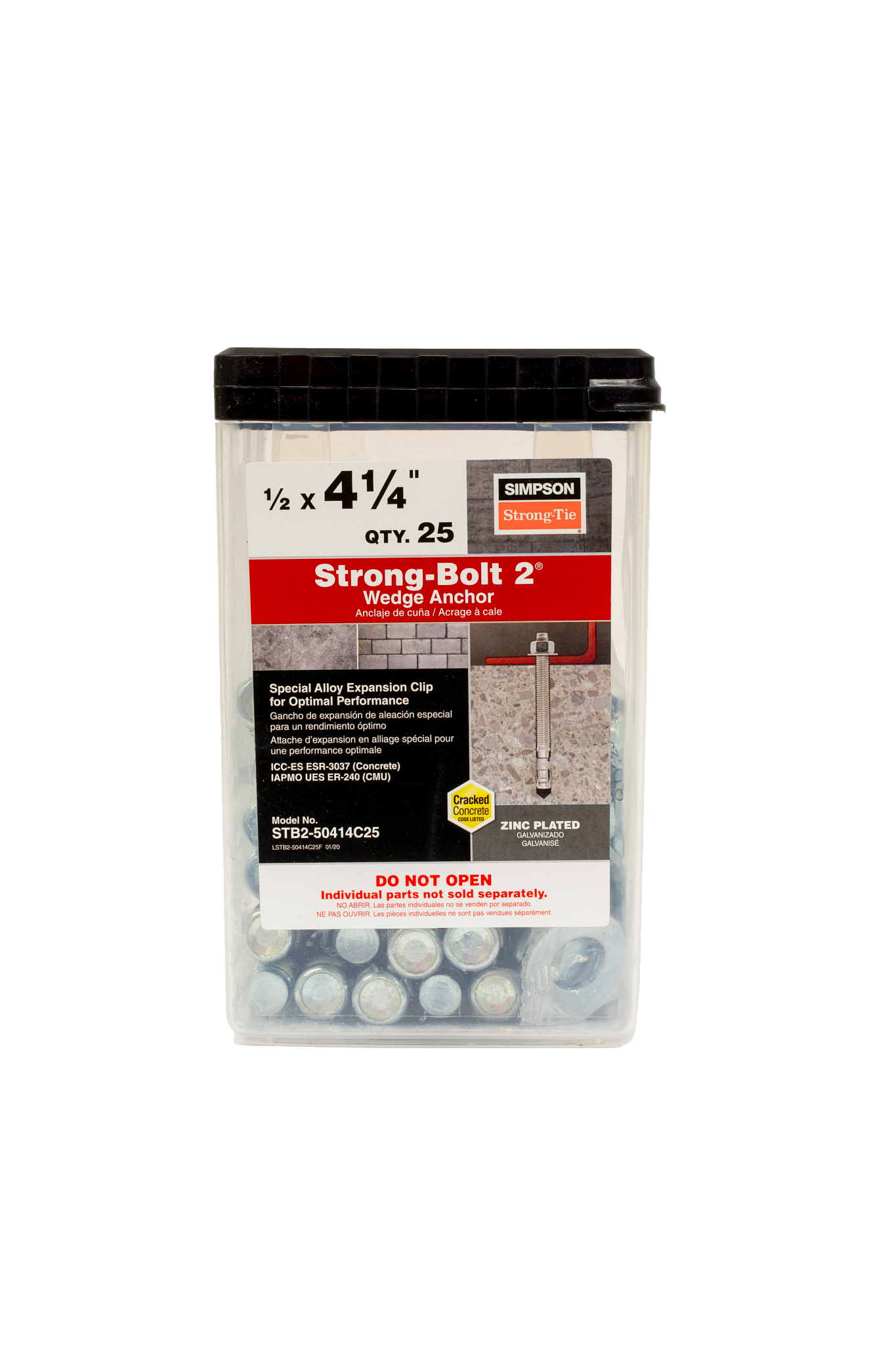 Simpson Strong-Tie STB2-50414C25 Strong-Bolt® 2 — 1/2 in. x 4-1/4 in. Wedge Anchor (25-Qty) (Pack of 360)