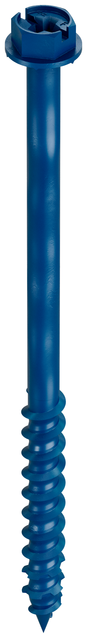 Simpson Strong-Tie TNT25400H Titen Turbo™ — 1/4 in. x 4 in. Hex-Head Concrete and Masonry Screw, Blue (100-Qty)