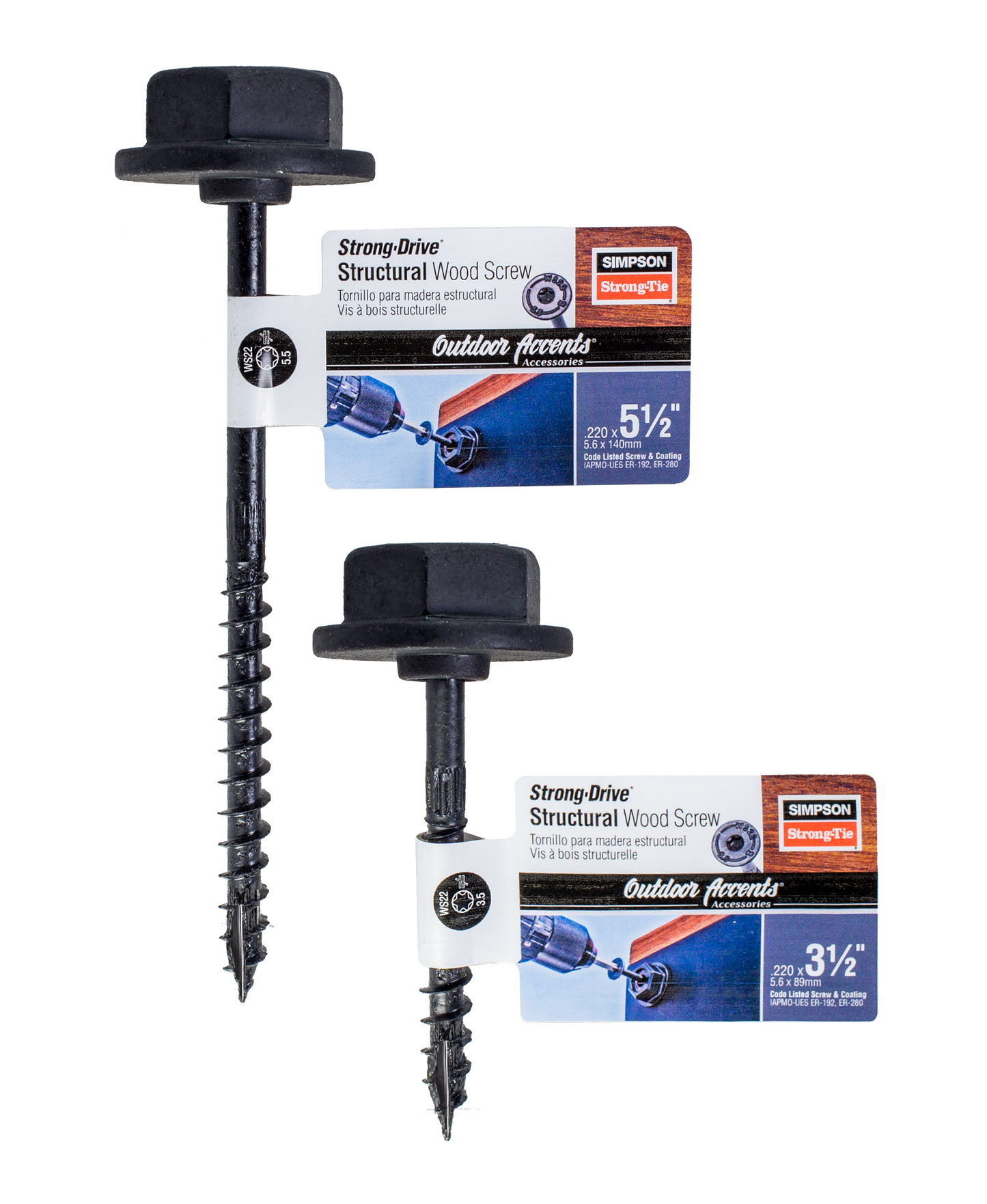 Simpson Strong-Tie SDWS22312DBB-RN1 Outdoor Accents® Structural Wood Screw — .220 in. x 3-1/2 in. DB Coating, Black w/Washer