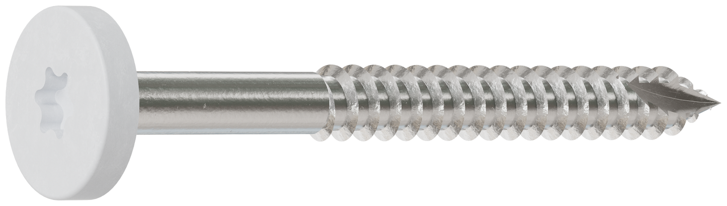 Simpson Strong-Tie T08175FS75WH01 Fascia Board Screw — #8 x 1-3/4 in. T-20 6-Lobe Pancake Head Type 316, White 01 (75-Qty) (Pack of 5)