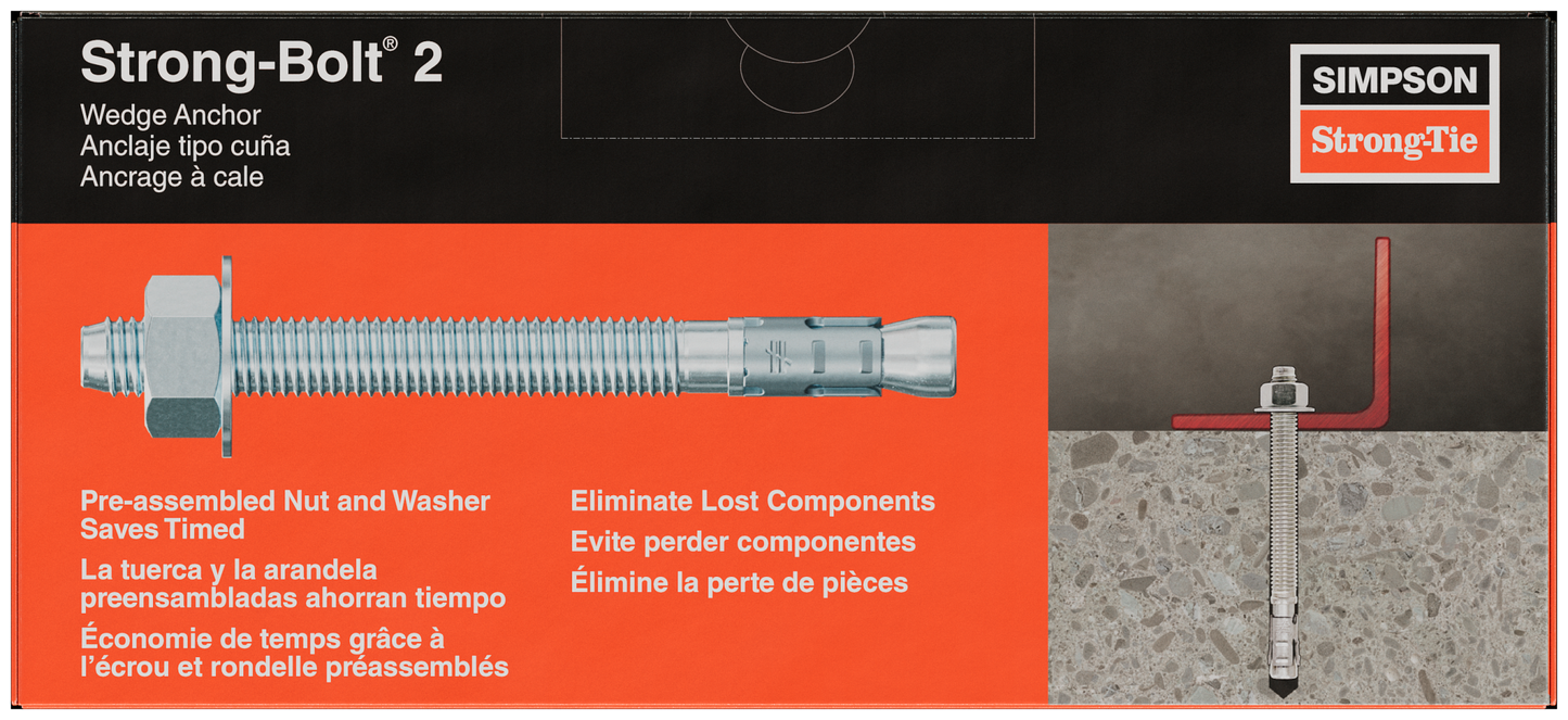 Simpson Strong-Tie STB2-50512 Strong-Bolt® 2 — 1/2 in. x 5-1/2 in. Wedge Anchor (25-Qty) (Pack of 4)