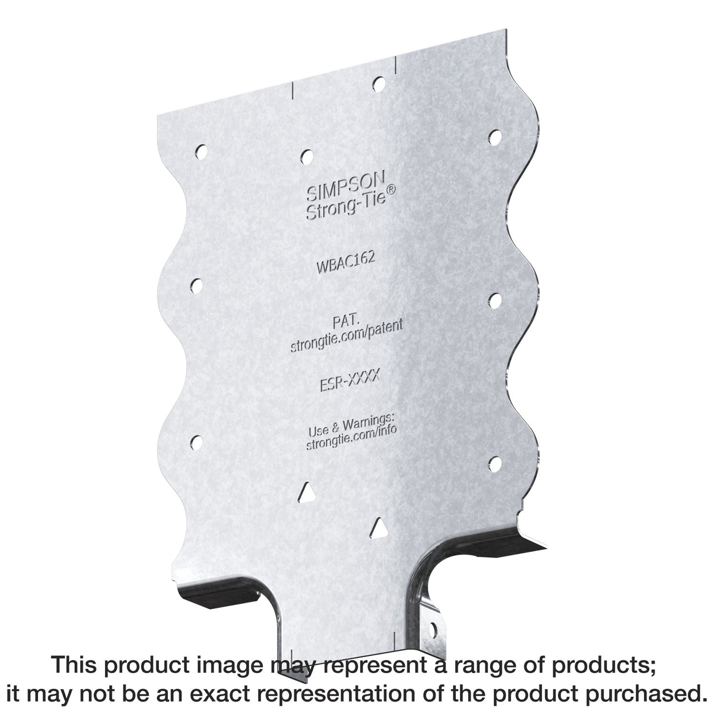 Simpson Strong-Tie WBAC162-R50 WBAC Wood Backing Steel Connector for 1-1/4 in. to 1-5/8 in. Flange (50-Qty)