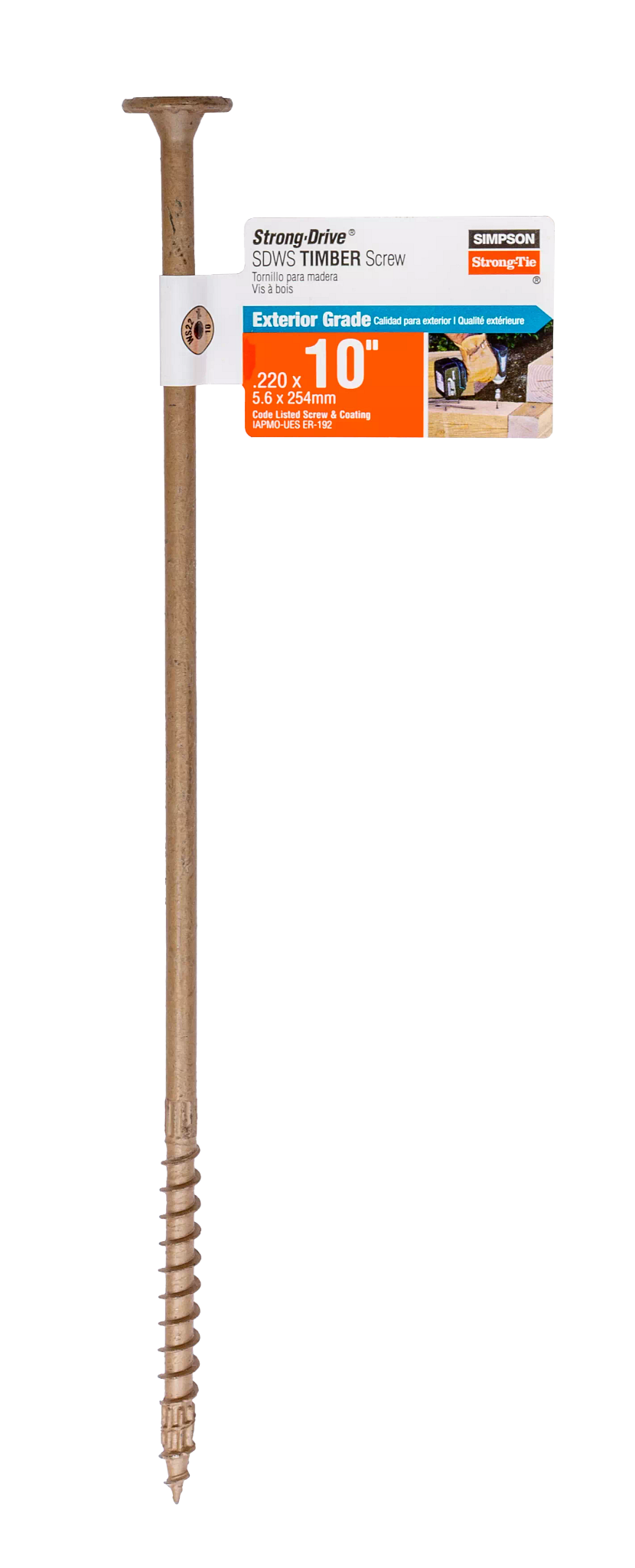 Simpson Strong-Tie SDWS221000DB-RP1 Strong-Drive® SDWS™ TIMBER Screw (Exterior Grade) — 0.220 in. x 10 in. T40, Tan