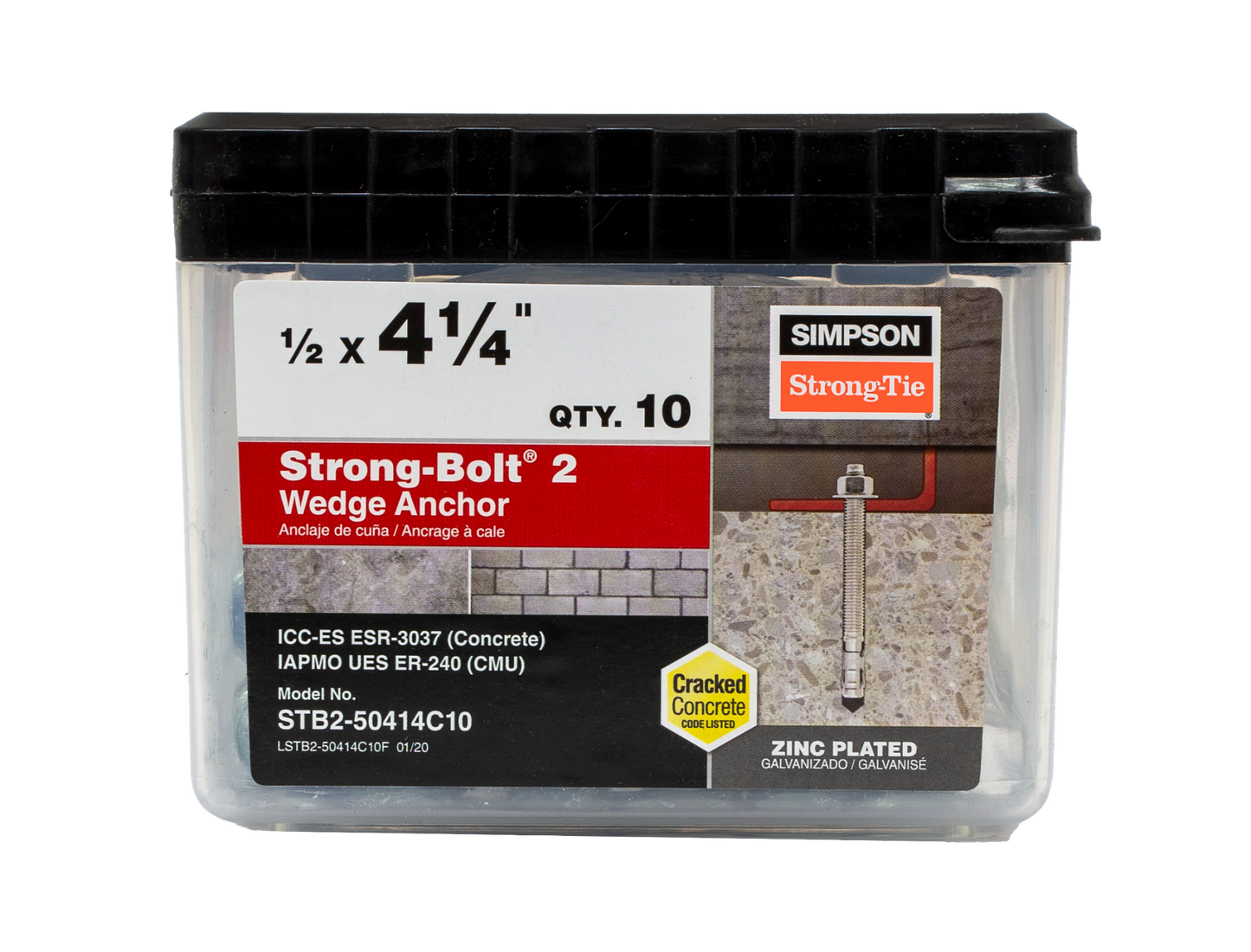 Simpson Strong-Tie STB2-50414C10 Strong-Bolt® 2 — 1/2 in. x 4-1/4 in. Wedge Anchor (10-Qty) (Pack of 4)