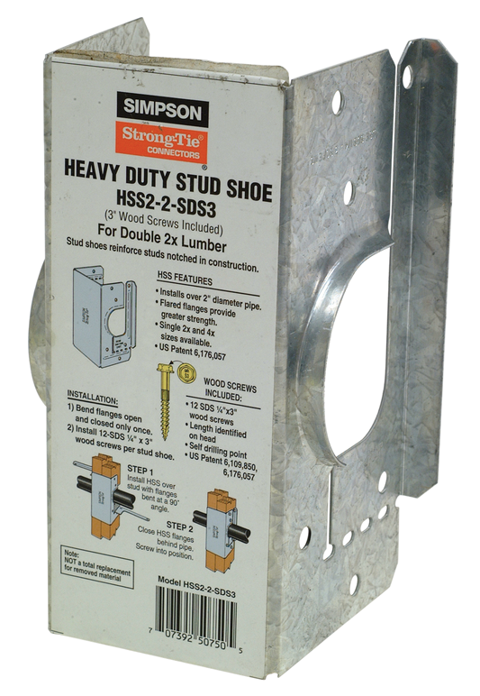 Simpson Strong-Tie HSS2-2-SDS3 HSS Galvanized Stud Shoe for Double 2x, with Strong-Drive® SDS Screws (Pack of 12)