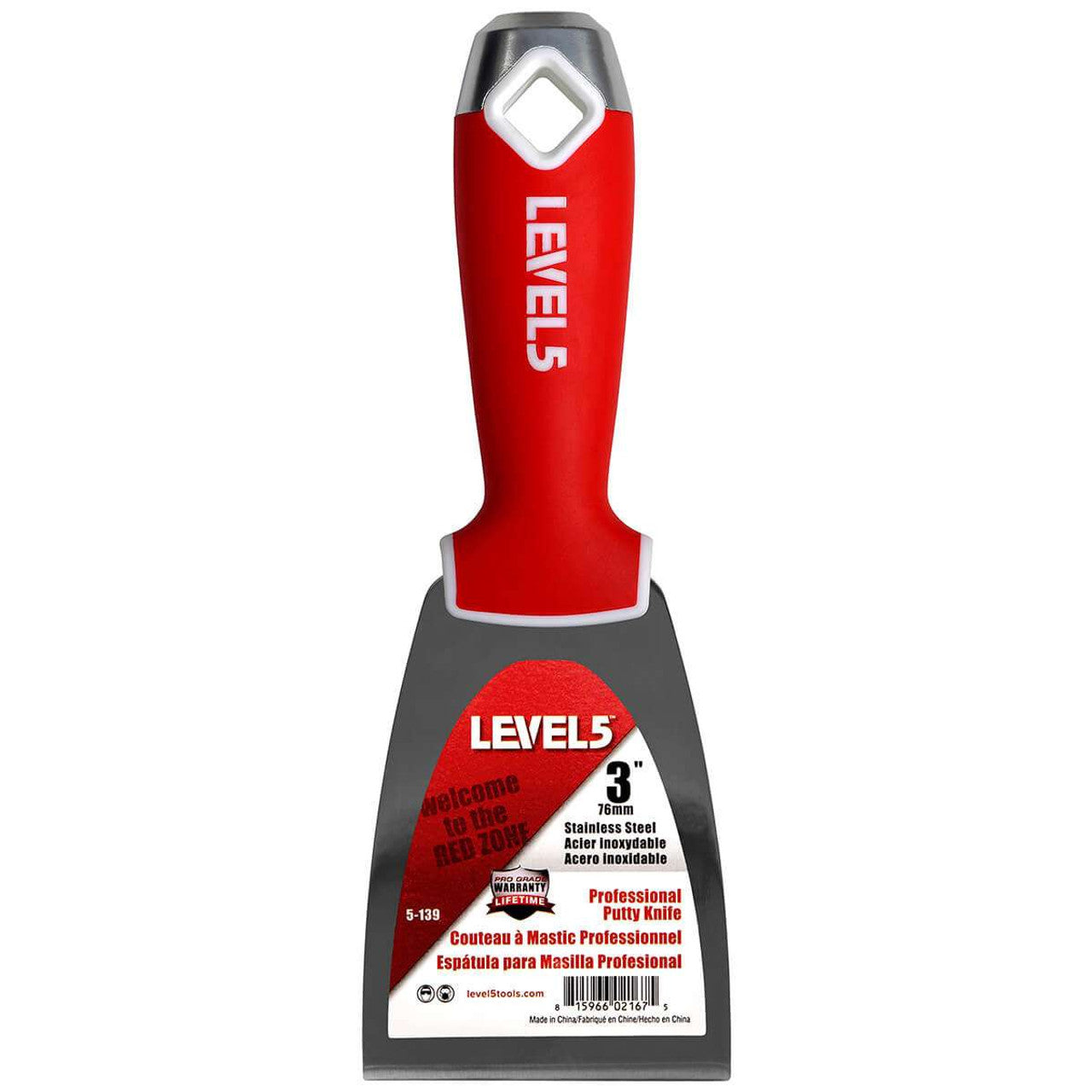 Level 5 Tools 5-139 3" Stainless Steel Joint Knife w/ Soft Grip Handle