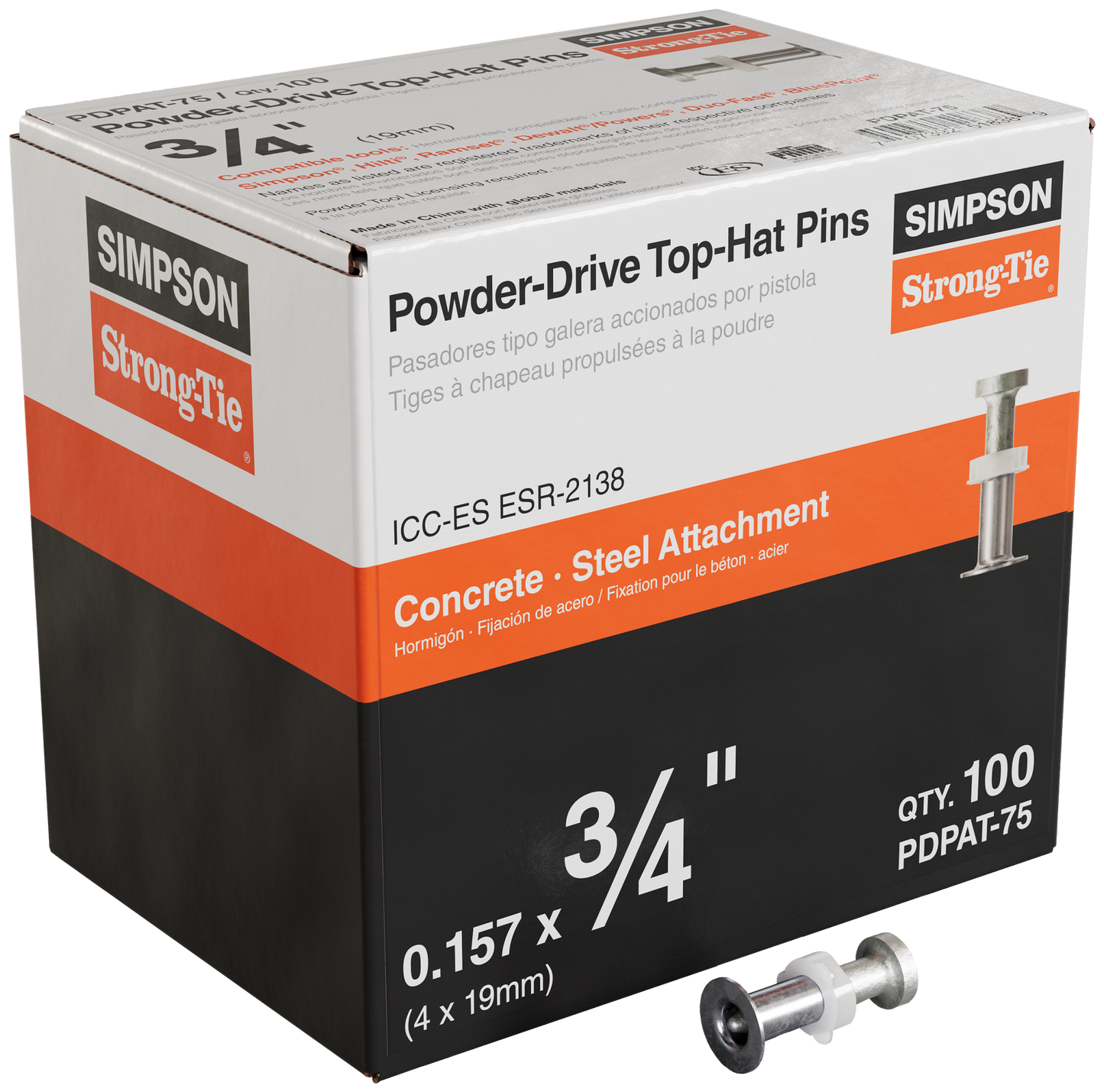 Simpson Strong-Tie PDPAT-75 PDPAT 3/4-in. Powder-Driven Top-Hat Pin (100-Qty)