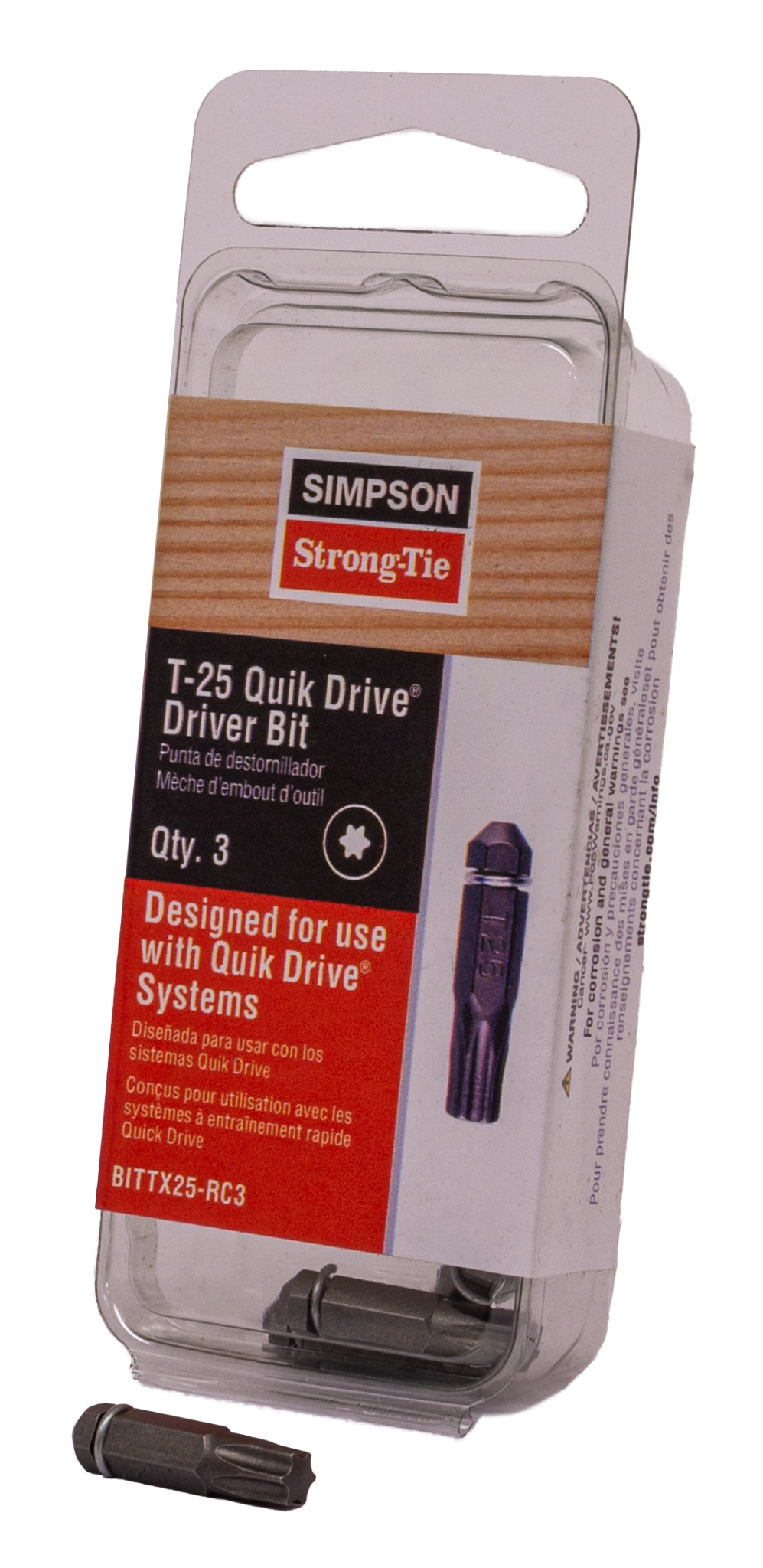 Simpson Strong-Tie BITTX25-RC3 Quik Drive® T25 6-Lobe-Drive Bit (3-Qty)