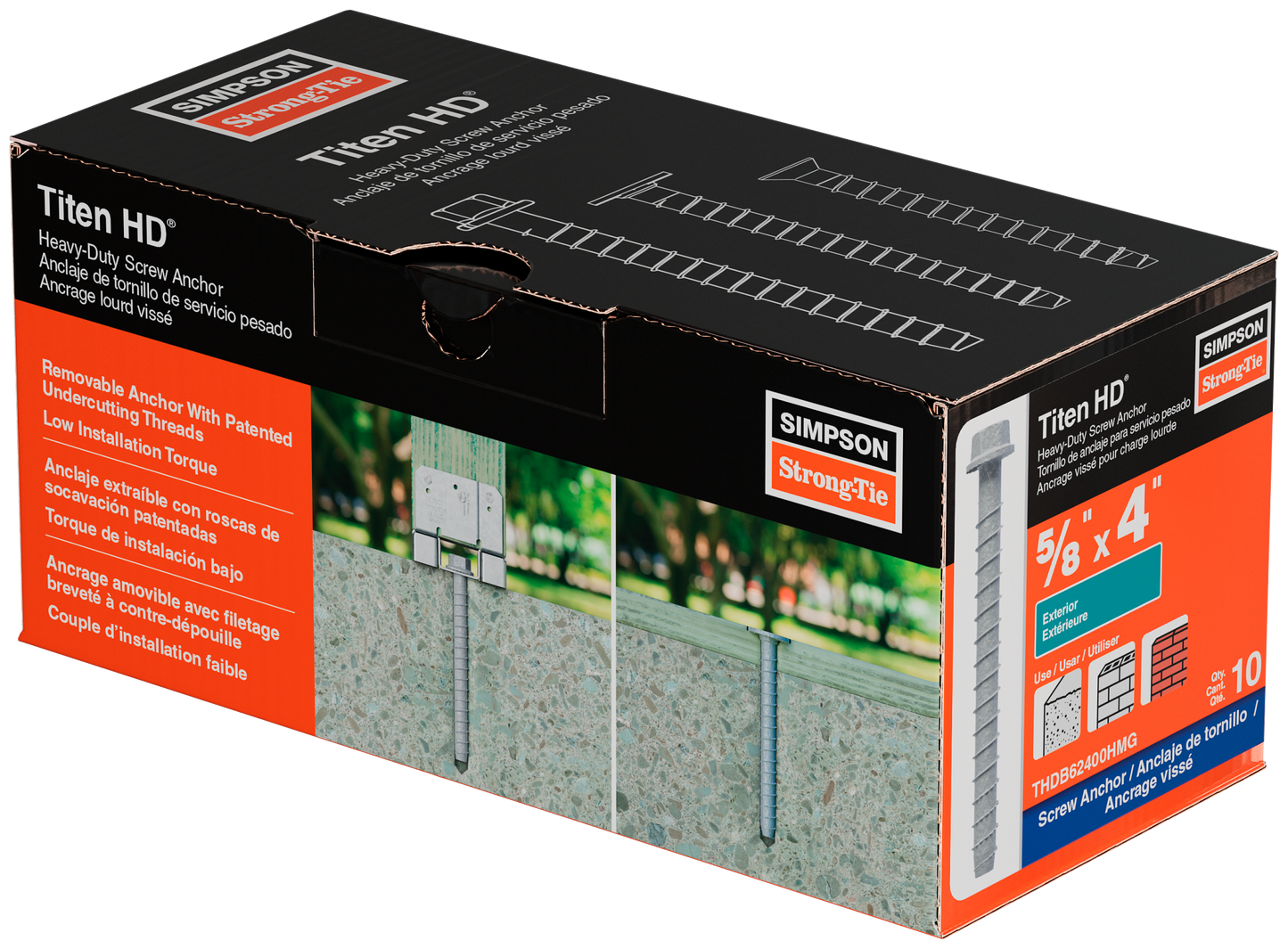 Simpson Strong-Tie THDB62400HMG Titen HD® 5/8 in. x 4 in. Mechanically Galvanized Heavy-Duty Screw Anchor (10-Qty) (Pack of 360)
