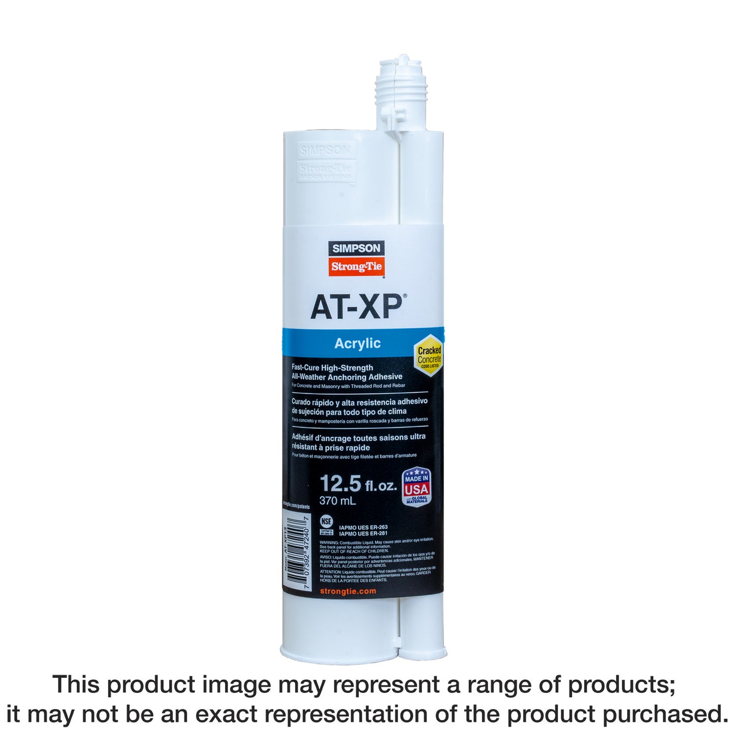 Simpson Strong-Tie AT-XP13 AT-XP® 12.5-oz. High-Strength Acrylic Anchoring Adhesive Cartridge w/ Nozzle