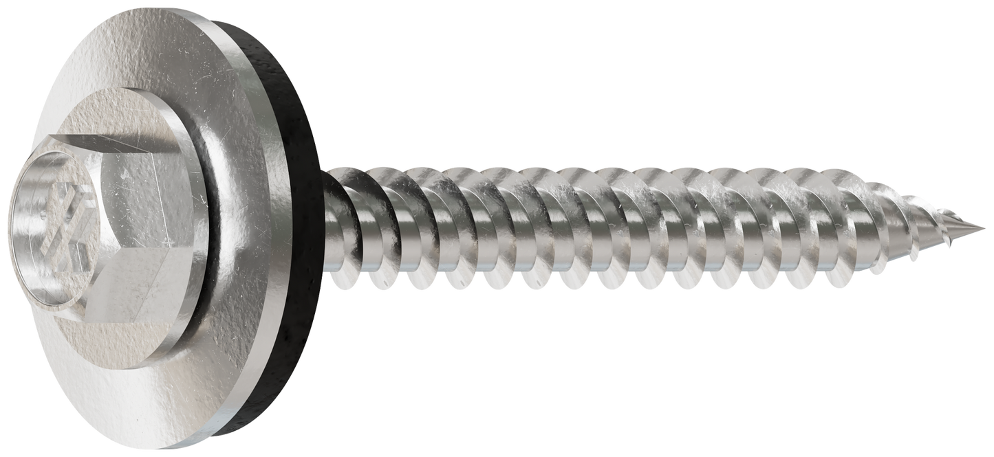 Simpson Strong-Tie T09150HWAC Metal-Panel Screw with EPDM Washer — #9 x 1-1/2 in. Hex Head, Type 316 (100-Qty)