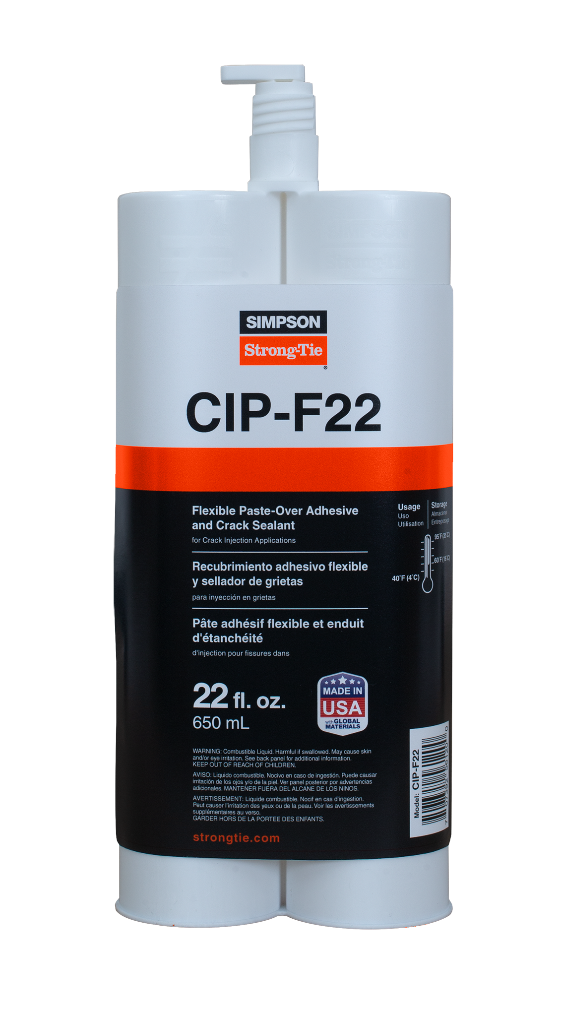 Simpson Strong-Tie CIP-F22 CIP-F Flexible Paste-Over Adhesive and Crack Sealant (22 oz.) (Pack of 10)