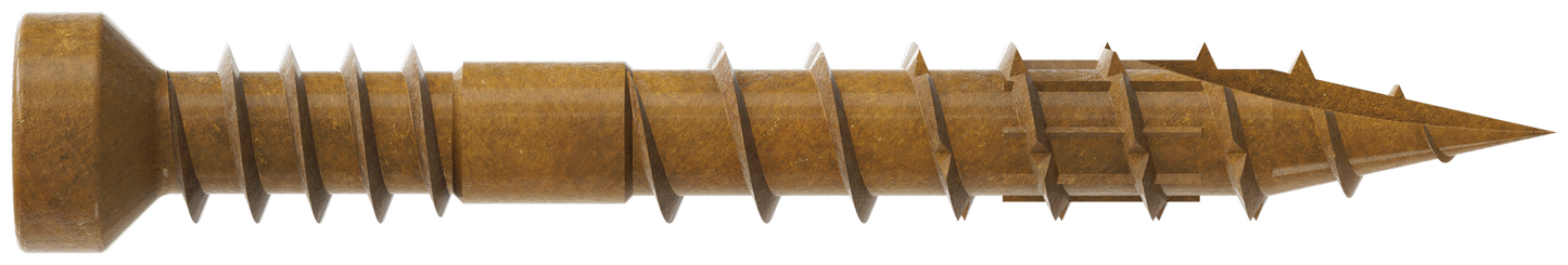 Simpson Strong-Tie FT07114R500 Finish Trim Screw — #7 x 1-1/4 in. T10, Trim-Head, Quik Guard®, Tan (500-Qty)