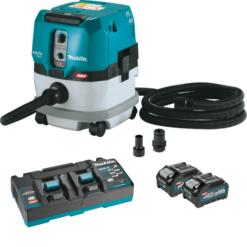 Makita GCV02PMX 40V max XGT® Brushless Cordless 2.1 Gallon HEPA Filter Dry Dust Extractor Kit, AWS® Capable (4.0Ah)