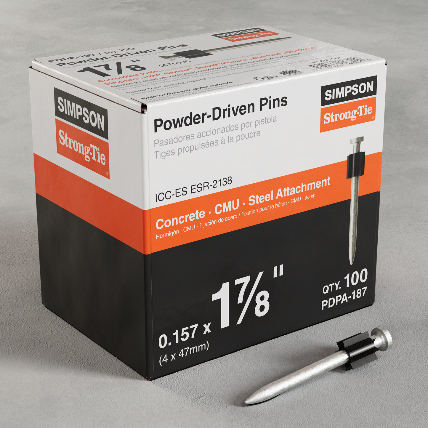 Simpson Strong-Tie PDPA-187 PDPA .157 in. x 1-7/8 in. Powder-Actuated Pin (100-Qty)