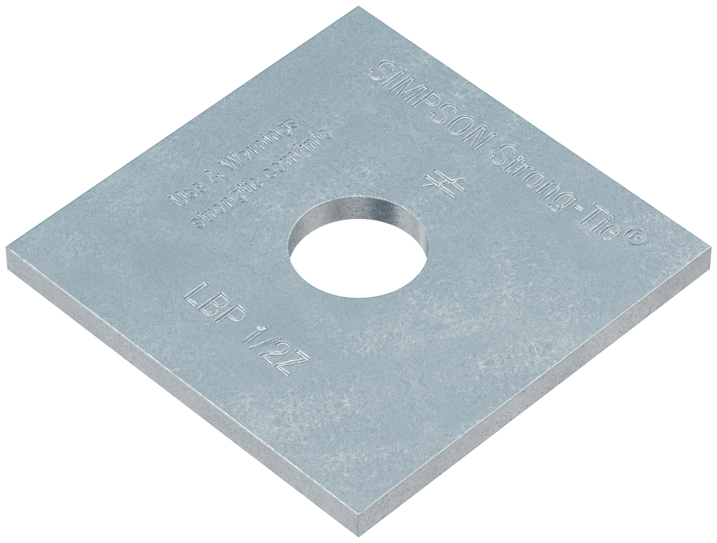 Simpson Strong-Tie LBP 1/2Z LBP 2 in. x 2 in. ZMAX® Galvanized Bearing Plate for 1/2-in. Dia. Anchor Bolt (Pack of 3000)