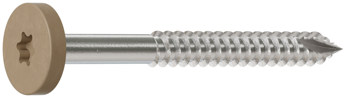 Simpson Strong-Tie T08175FS75TN Fascia Board Screw — #8 x 1-3/4 in. T-20 6-Lobe Pancake Head Type 316, Tan (75-Qty) (Pack of 500)