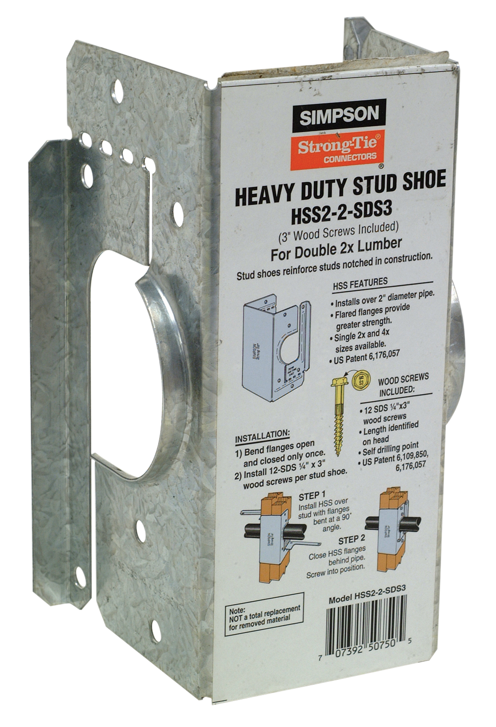 Simpson Strong-Tie HSS2-2-SDS3 HSS Galvanized Stud Shoe for Double 2x, with Strong-Drive® SDS Screws (Pack of 648)