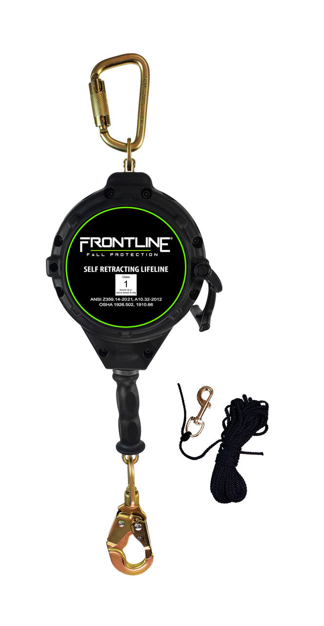 Frontline RPG30 30' Cable Single Leg SRL with Steel Snap Hook End with Carry on Handle and Tagline