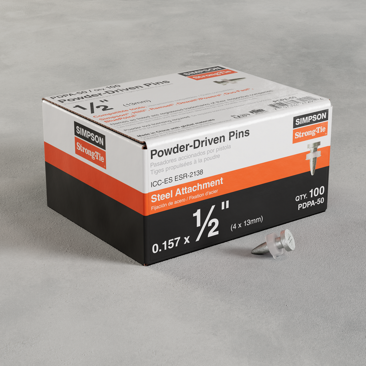Simpson Strong-Tie PDPA-50 PDPA .157 in. x 1/2 in. Powder-Actuated Drive Pin (100-Qty)