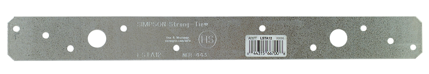 Simpson Strong-Tie LSTA12 LSTA 1-1/4 in. x 12 in. 20-Gauge Galvanized Strap Tie (Pack of 13650)