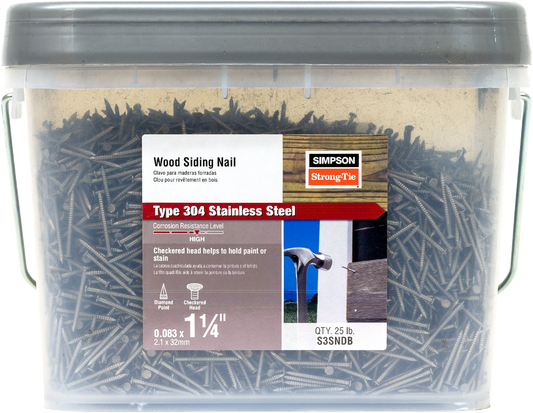 Simpson Strong-Tie S3SNDB Wood Siding Nail — 1-1/4-in. x .083-in. Type 304 Stainless Steel (25 lb.) (Pack of 64)