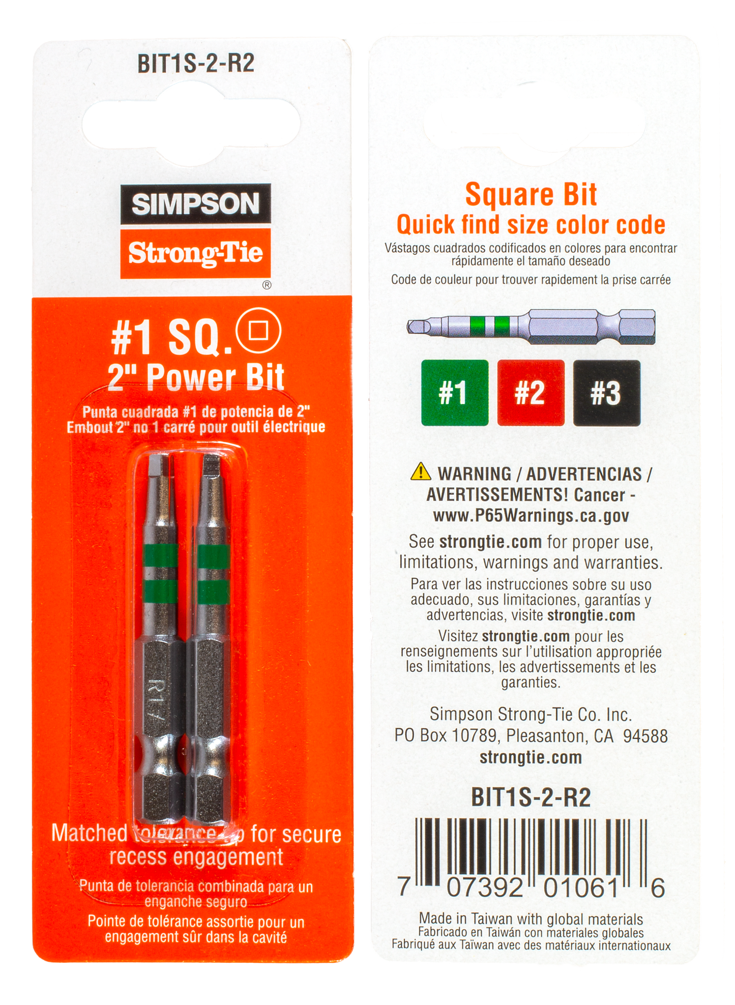 Simpson Strong-Tie BIT1S-2-R2 #1 Square-Drive 2-in. Power Bit (2-Qty) (Pack of 7200)