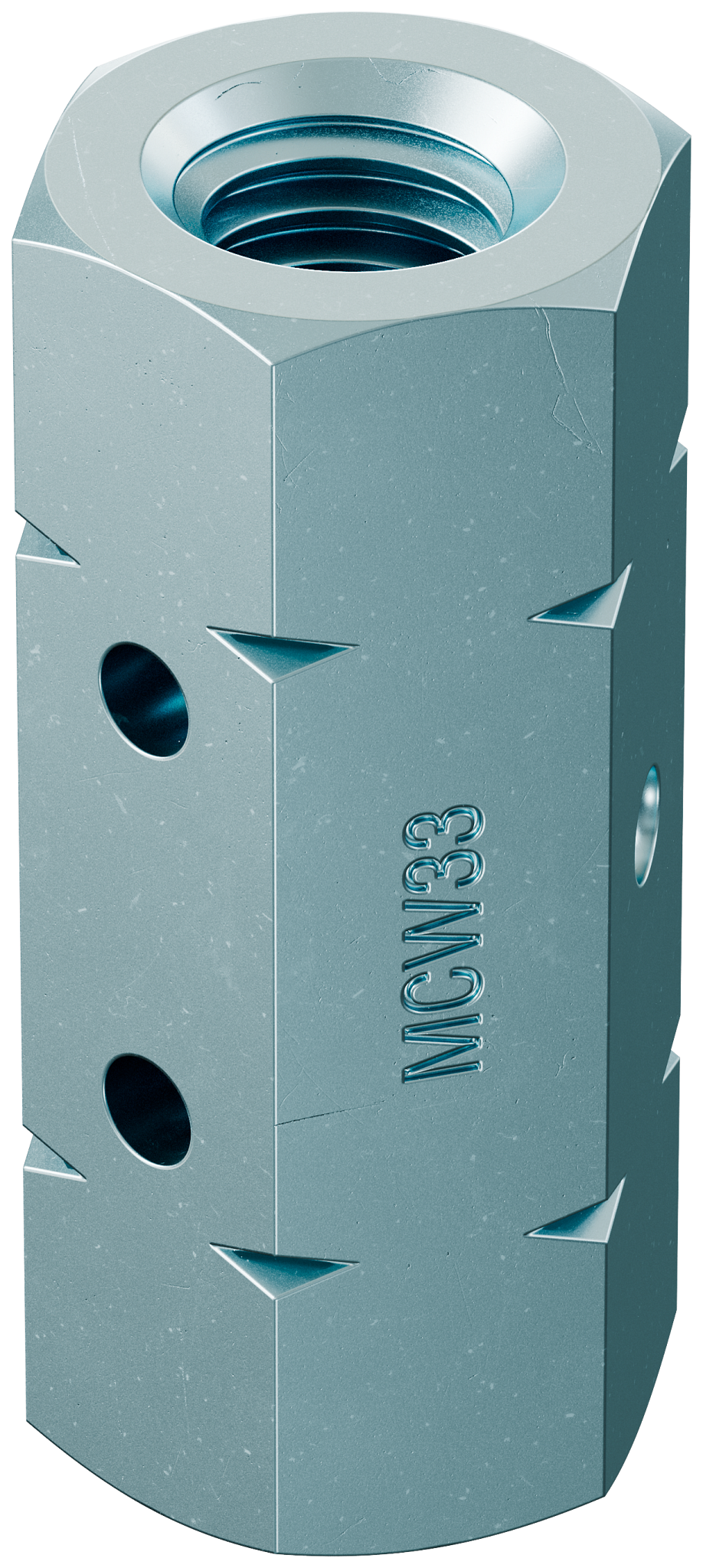 Simpson Strong-Tie MCW33 MCW 3/8 in. Coupler Nut with Witness® Hole, Grade 55 (Pack of 1000)