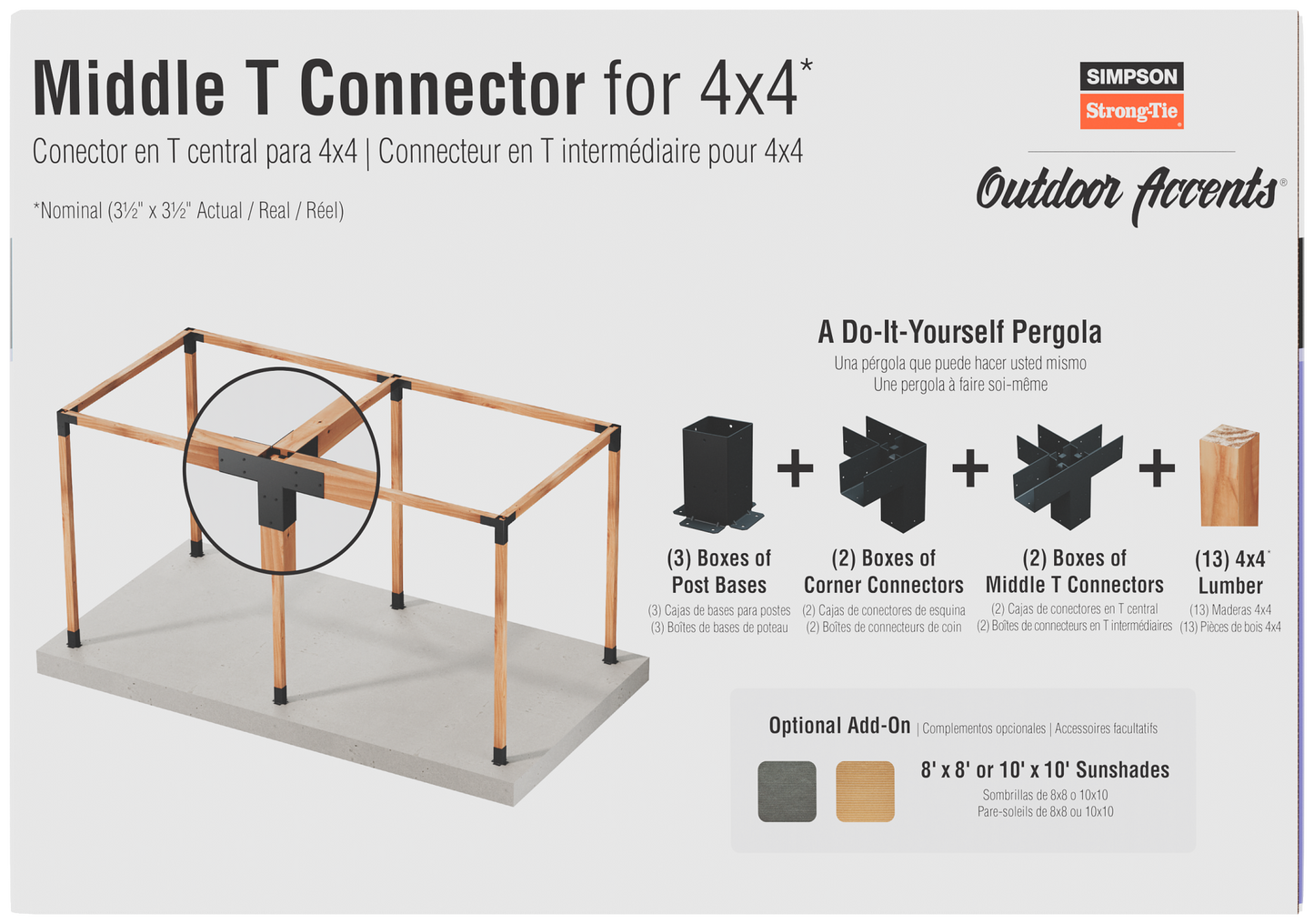 Simpson Strong-Tie SAGE-T44-KT1 Outdoor Accents® Sage System™ Black Powder-Coated Middle-T Connector for 4x4 with Screws (Pack of 48)