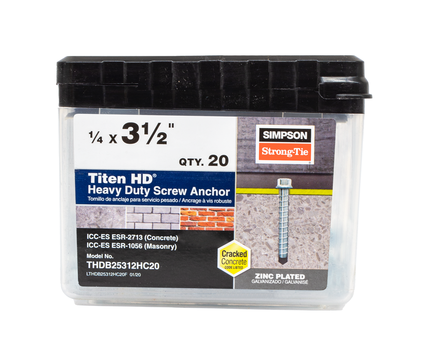 Simpson Strong-Tie THDB25312H Titen HD® 1/4 in. x 3-1/2 in. Heavy-Duty Screw Anchor (50-Qty) (Pack of 5)