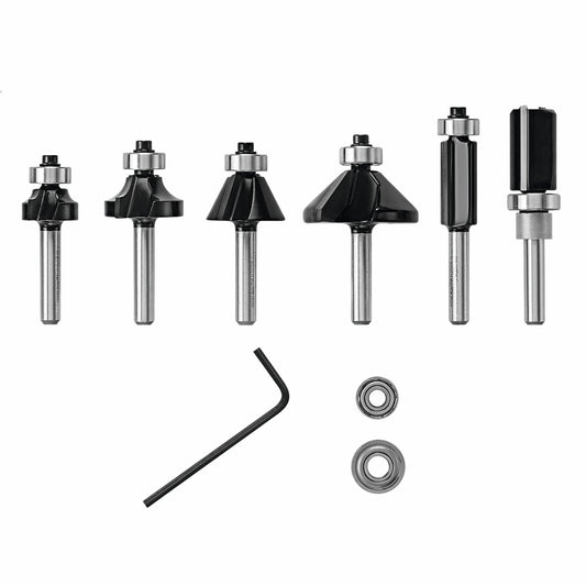Juego de brocas para fresadora BOSCH RBS006TES (6 piezas) con punta de carburo para corte y canteado