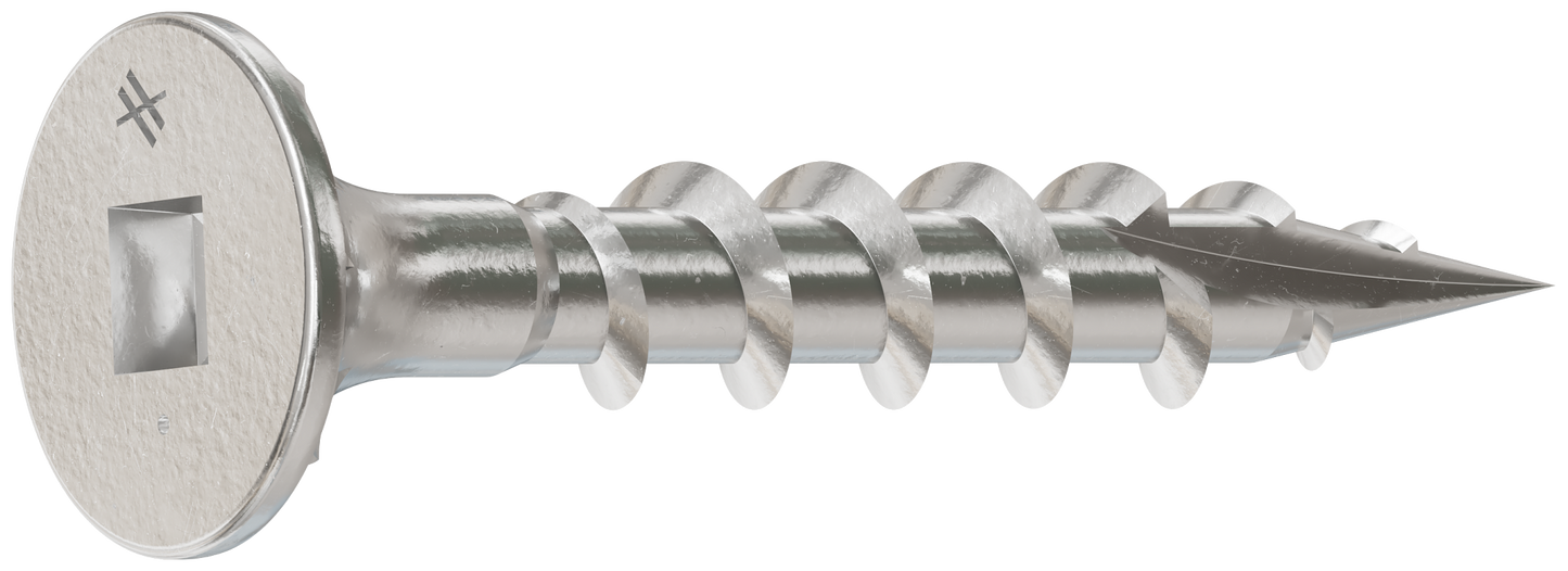 Simpson Strong-Tie T08C125WQC Fiber-Cement Screw — #8 x 1-1/4 in. #2 Square Wafer-Head, Type 316 (100-Qty)