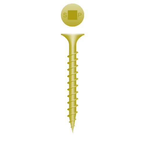 830QCY - Strong-Point Square Drive Bugle Head, Coarse Thread, Zinc Yellow Plated, 8 x 3, Box of 2,000