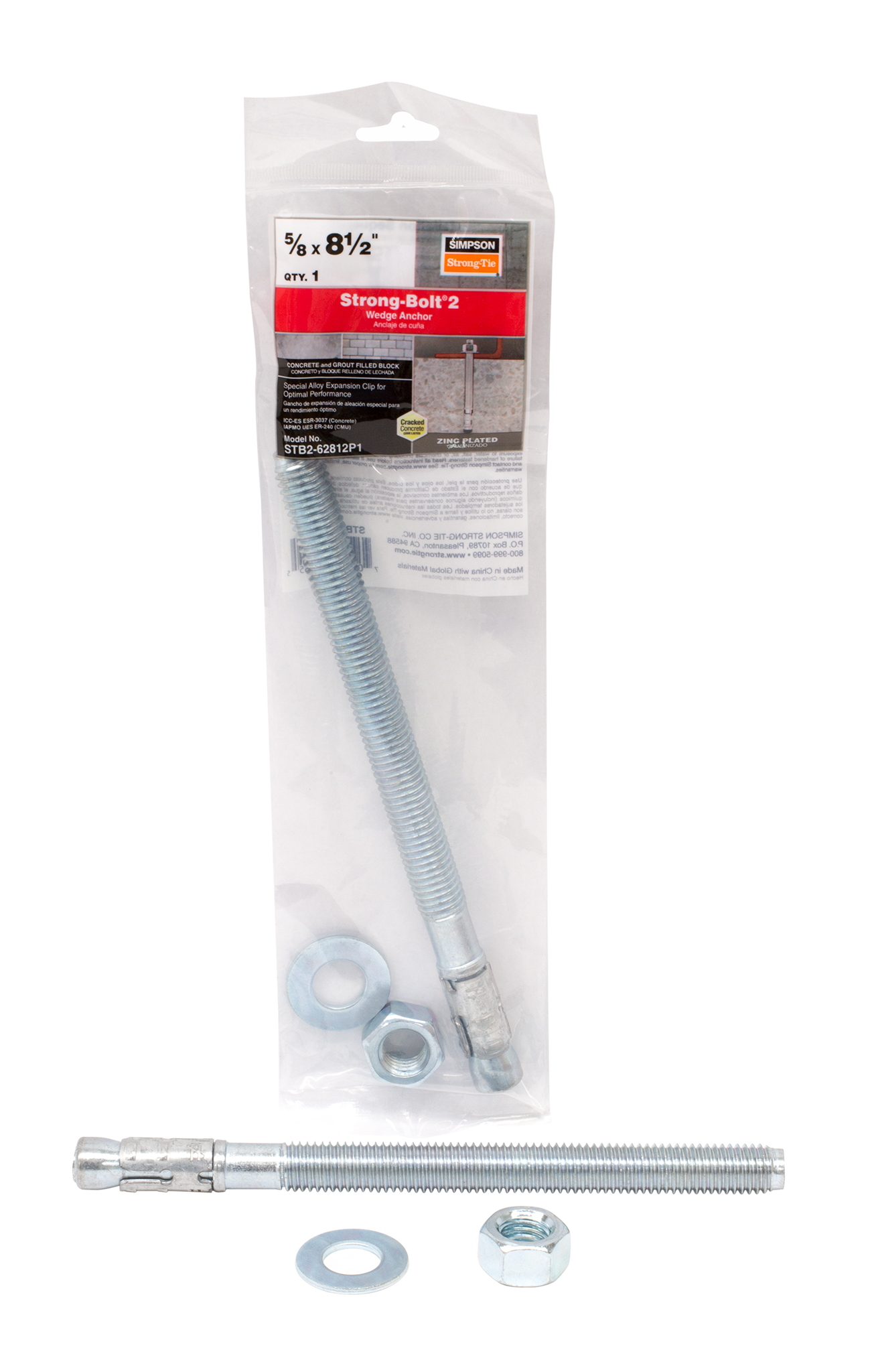 Simpson Strong-Tie STB2-62812P1 Strong-Bolt® 2 — 5/8 in. x 8-1/2 in. Wedge Anchor