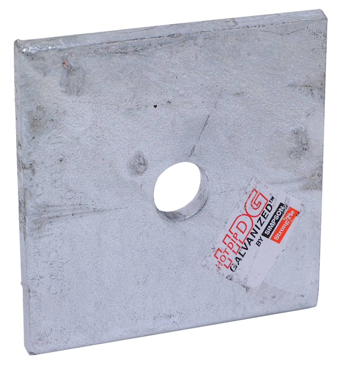 Simpson Strong-Tie BP 1/2-3HDG BP 3 in. x 3 in. Hot-Dip Galvanized Bearing Plate with 1/2 in. Bolt Dia. (Pack of 50)