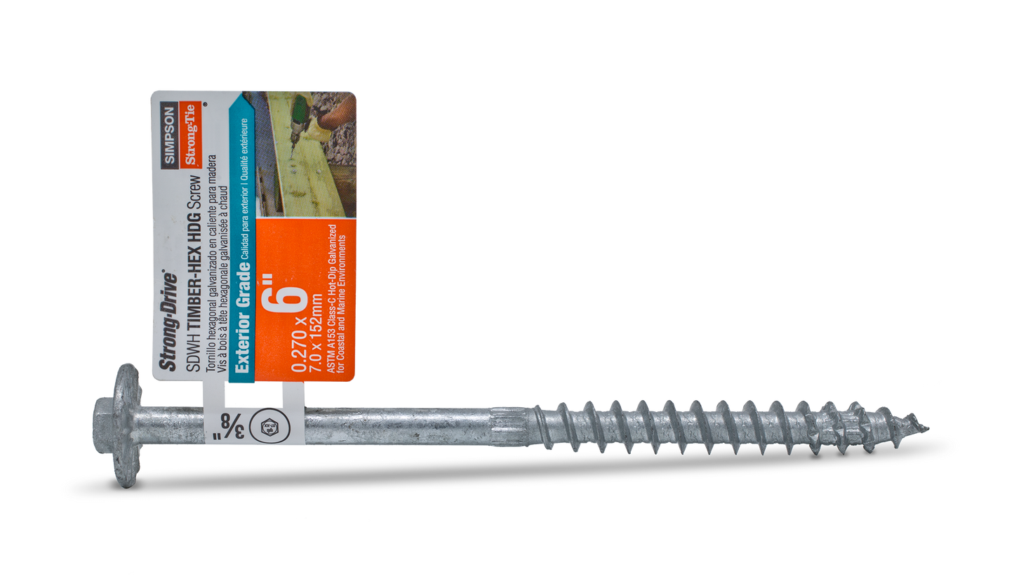 Simpson Strong-Tie SDWH27600G-RP1 Strong-Drive® SDWH™ TIMBER-HEX HDG Screw — 0.276 in. x 6 in. 3/8 Hex (Pack of 17360)