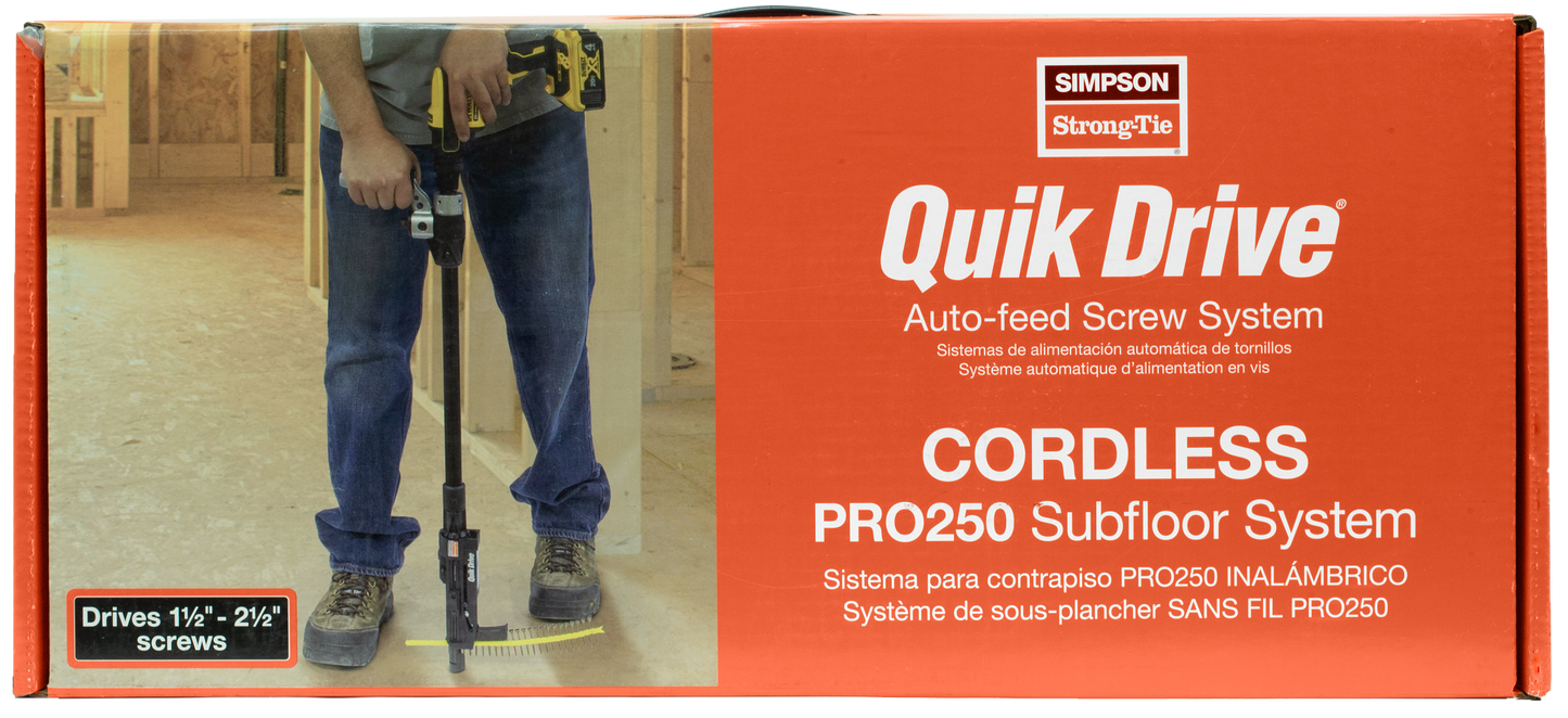 Simpson Strong-Tie PRO250G2DC2K Quik Drive® Cordless PRO250G2 Subfloor System w/ DeWalt® 2000 RPM Screwdriver Motor (Pack of 60)