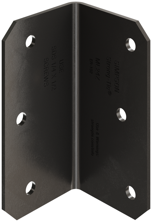Simpson Strong-Tie ML24PC Outdoor Accents® MLPC 2 in. x 4 in. 12-Gauge ZMAX®, Black Powder-Coated Medium L Angle (Pack of 2100)