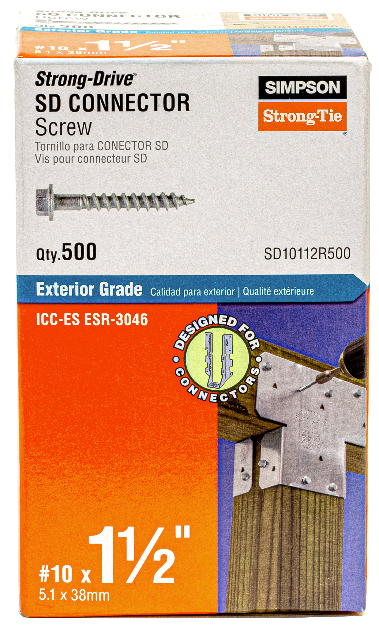 Simpson Strong-Tie SD10112R500 Strong-Drive® SD CONNECTOR Screw — #10 x 1-1/2 in. 1/4-Hex Drive, Mech. Galv. (500-Qty) (Pack of 408)